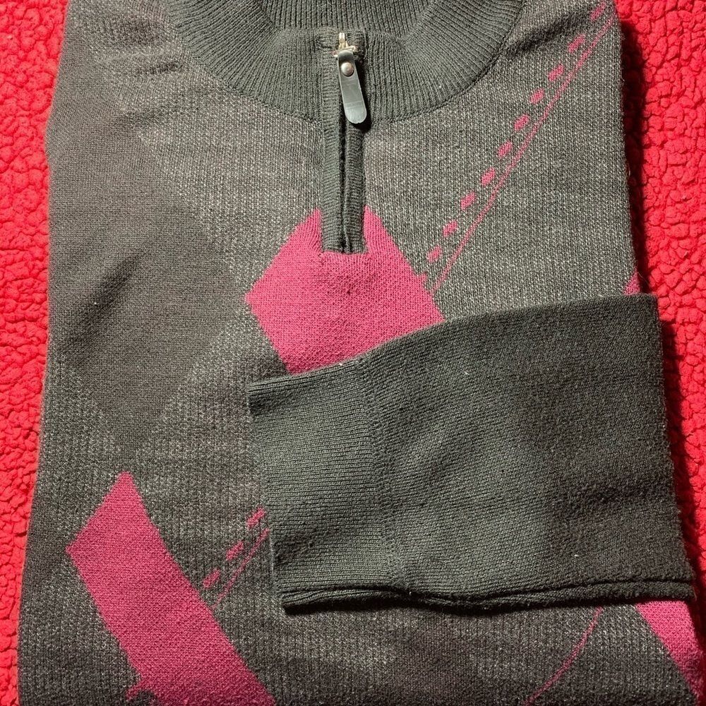 Blackand Raspberry Zippered Sweater Sizemedium - image 2